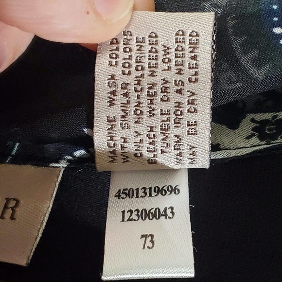 Chico's Draped Open Front Paisley Print Cardigan Black Size 1 / Medium - Picture 5 of 7